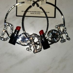 "Lipstick" hoop earrings